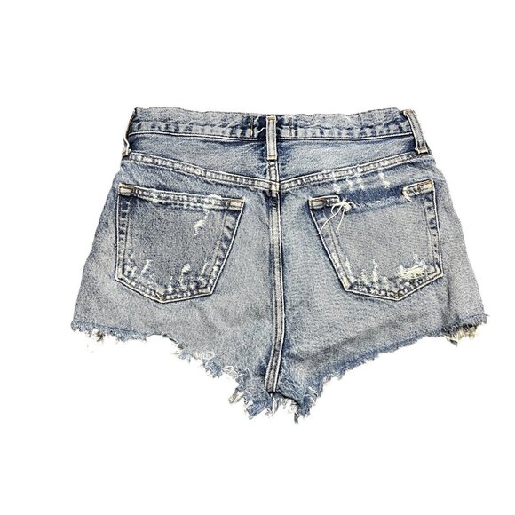 AGOLDE Womens Distressed Cut Off Denim Shorts Size 23 Button Fly Boho - Picture 2 of 5